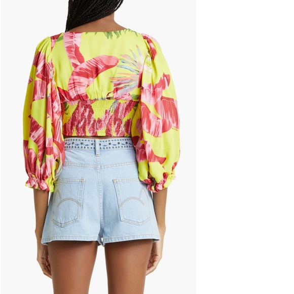 NWT $145 FARM Rio Sweet Jungle Lime Crop Top in size Large! - Picture 3 of 8